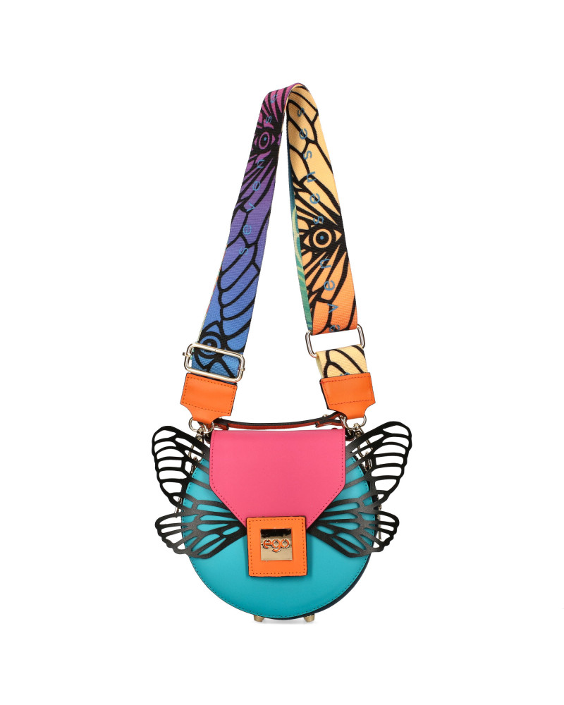 Round bag with detachable wings packed in a box