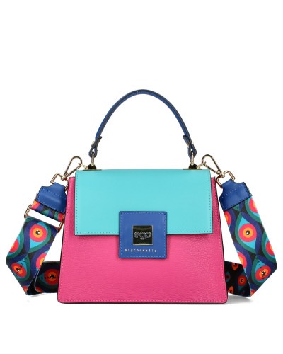 Kolorowa torebka w trapezowej formie