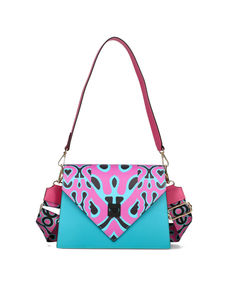 Torebka skórzana z printowaną klapką