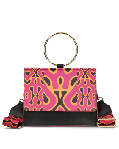 Torebka skórzana z printowaną klapką