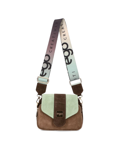 Leather bag with a flap and interchangeable straps