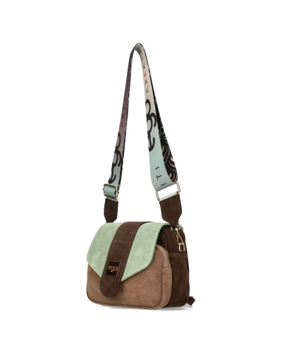 Leather bag with a flap and interchangeable straps