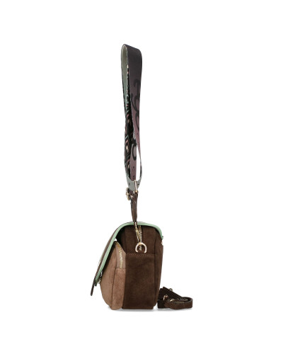 Leather bag with a flap and interchangeable straps