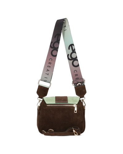 Leather bag with a flap and interchangeable straps