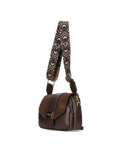 Leather bag with a flap and interchangeable straps