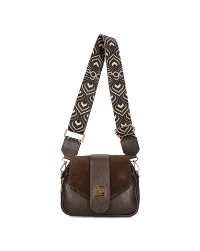 Leather bag with a flap and interchangeable straps
