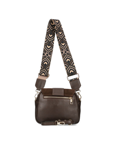 Leather bag with a flap and interchangeable straps