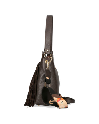 Pojemna torebka zamszowa z frędzlami