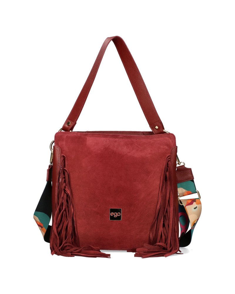 Pojemna torebka zamszowa z frędzlami