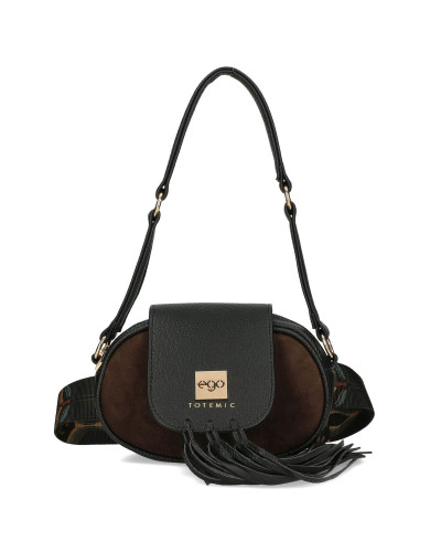 Small suede handbag with a detachable flap