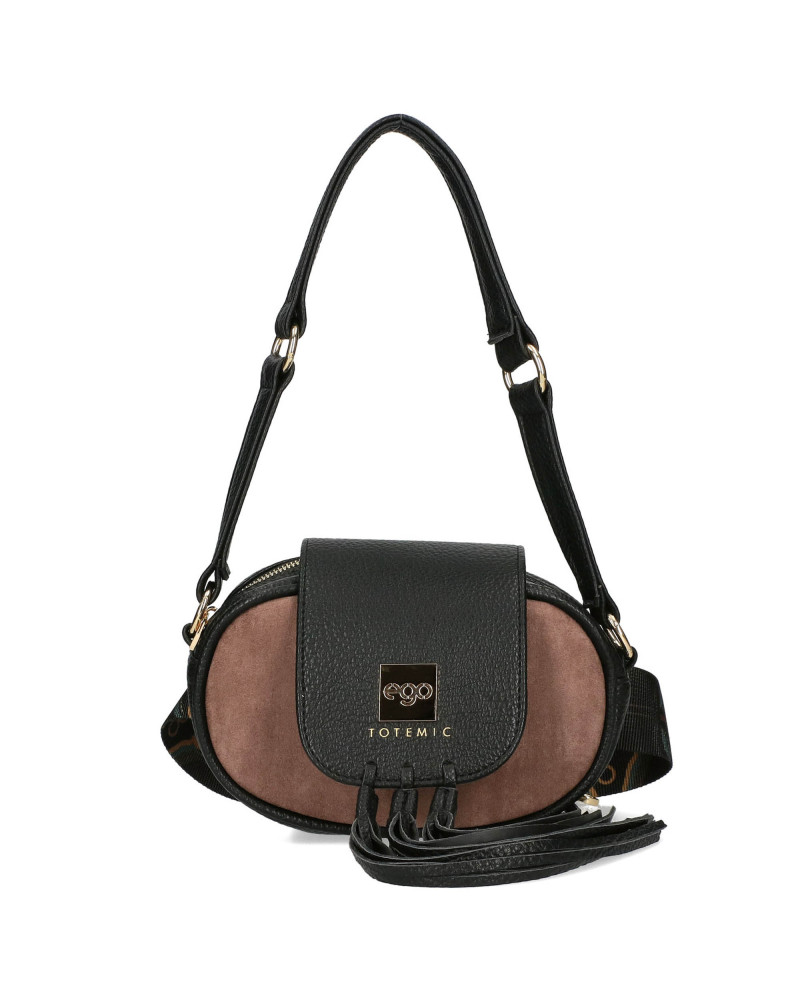 Small suede handbag with a detachable flap