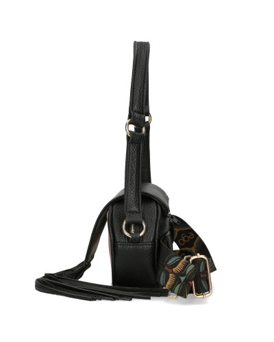 Small suede handbag with a detachable flap