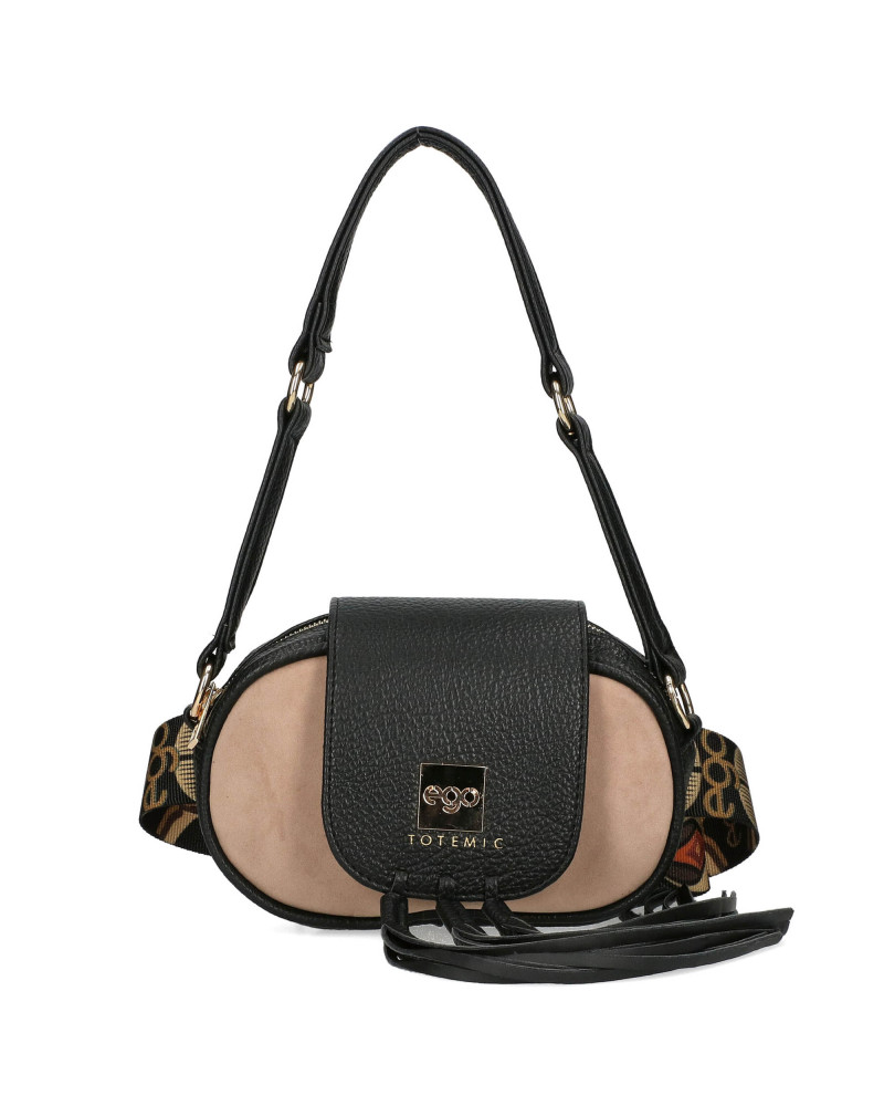 Small suede handbag with a detachable flap