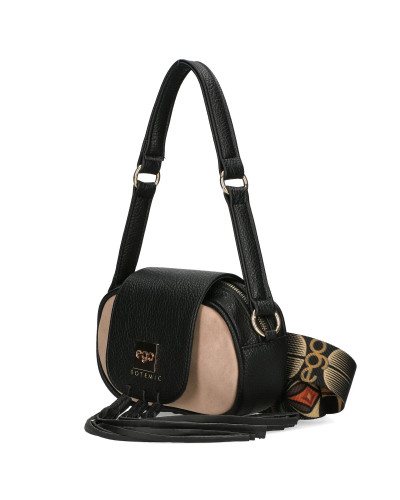 Small suede handbag with a detachable flap