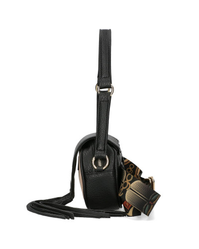 Small suede handbag with a detachable flap