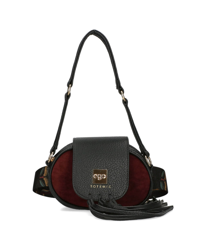 Small suede handbag with a detachable flap