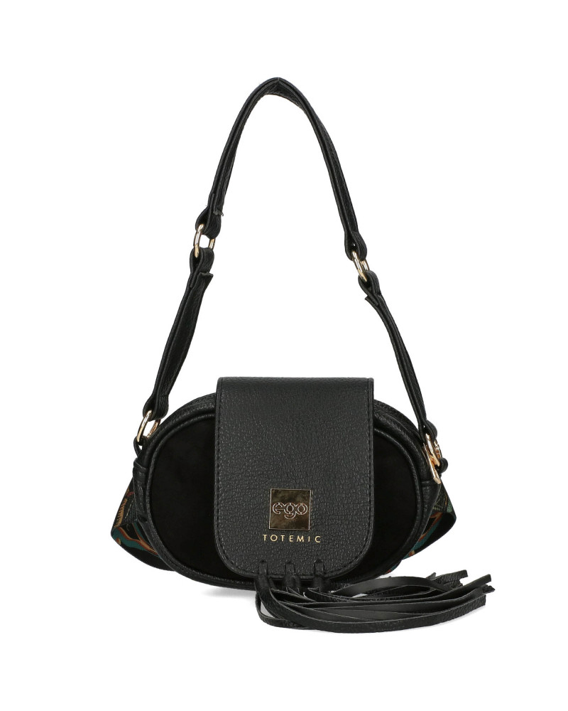 Small suede handbag with a detachable flap