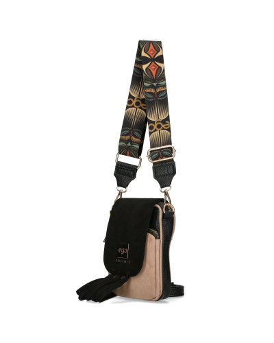 Fringed bag with a detachable flap