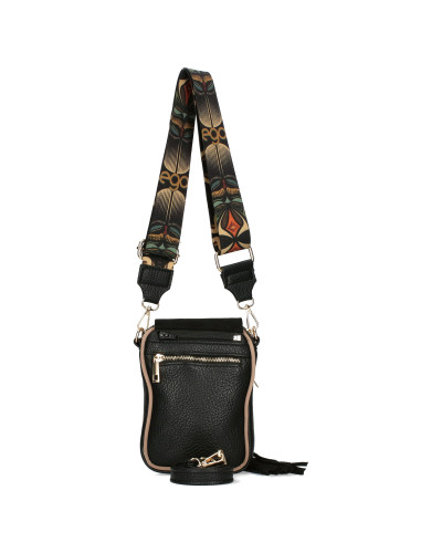 Fringed bag with a detachable flap