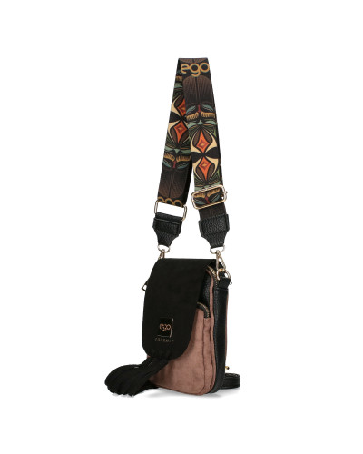 Fringed bag with a detachable flap