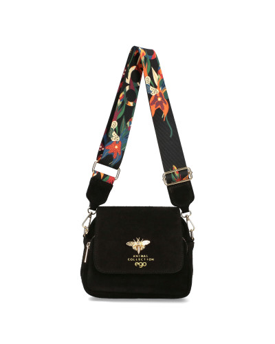 Small suede leather bag with a bee