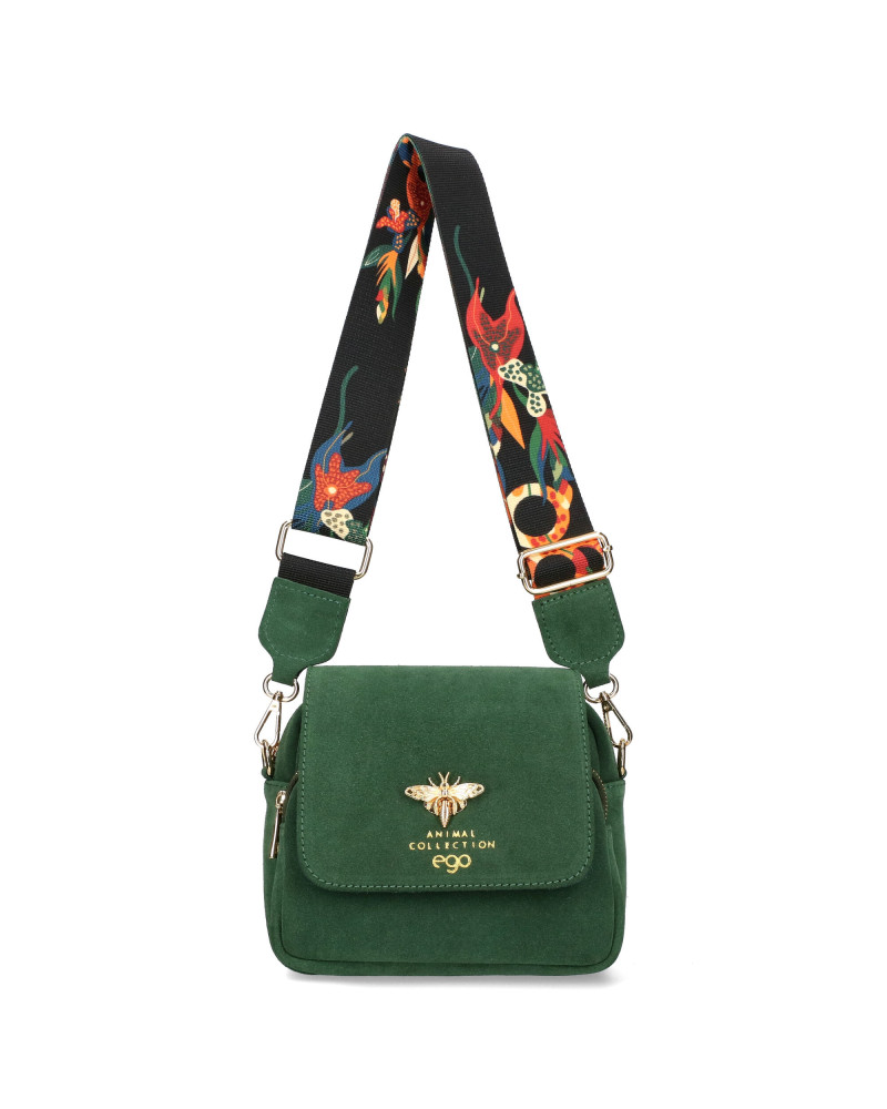 Small suede leather bag with a bee